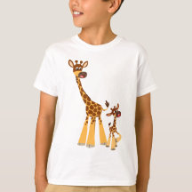 Cute Cartoon Giraffe and Calf  Kids T-Shirt