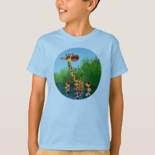Cute Cartoon Giraffe and Ducklings Kids T-Shirt