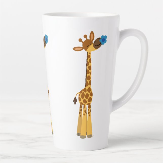 Cute Cartoon Giraffe and Flower Latte Mug (Right)