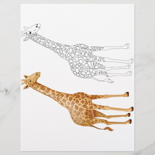 Cute Cartoon giraffe colouring page (Front)