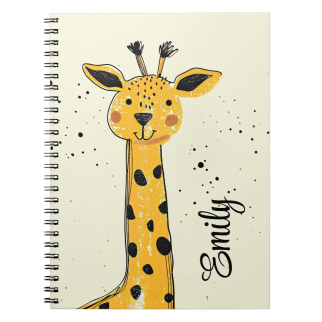 Cute cartoon giraffe head decoration notebook (Front)