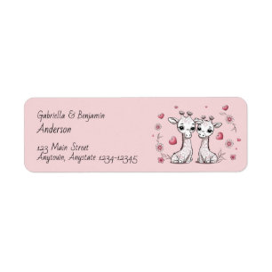 Cute Cartoon Giraffe Lovers Hearts Valentine’s Day