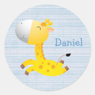 Cute Cartoon Giraffe Personalized Classic Round Sticker