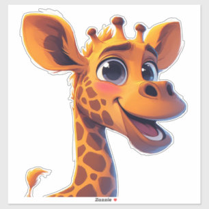 Cute Cartoon Giraffe Standing Cheerfully