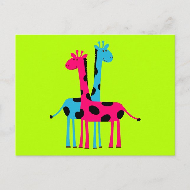 Cute Cartoon Giraffes Postcard (Front)
