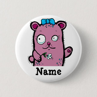 Cute Cartoon Girl Bear Waving 2 Inch Round Button