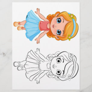 Cute Cartoon girl colouring page
