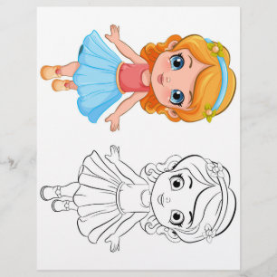 Cute Cartoon girl colouring page