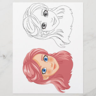Cute Cartoon  girl colouring page