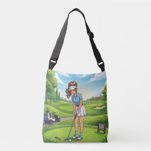 Cute Cartoon Girl Do Golf Sport Crossbody Bag