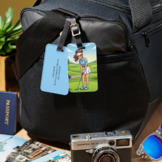 Cute Cartoon Girl Do Golf Sport | Personalize Luggage Tag