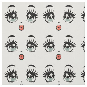 cute cartoon girl doll kissy face art fabric