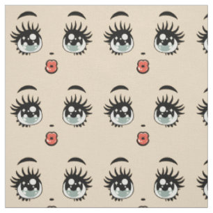 cute cartoon girl doll kissy face art fabric