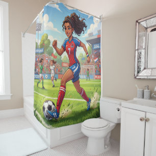 Cute Cartoon Girl Playing Soccer Football