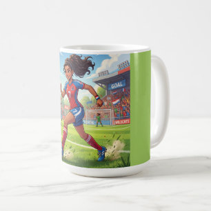 Cute Cartoon Girl Playing Soccer Football Coffee Mug