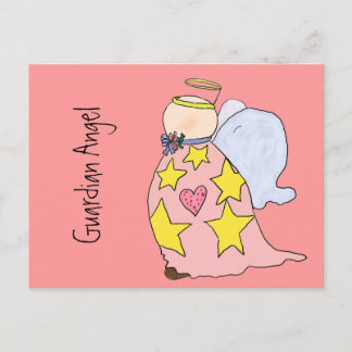 Cute cartoon Gladys the Guardian Angel Postcard