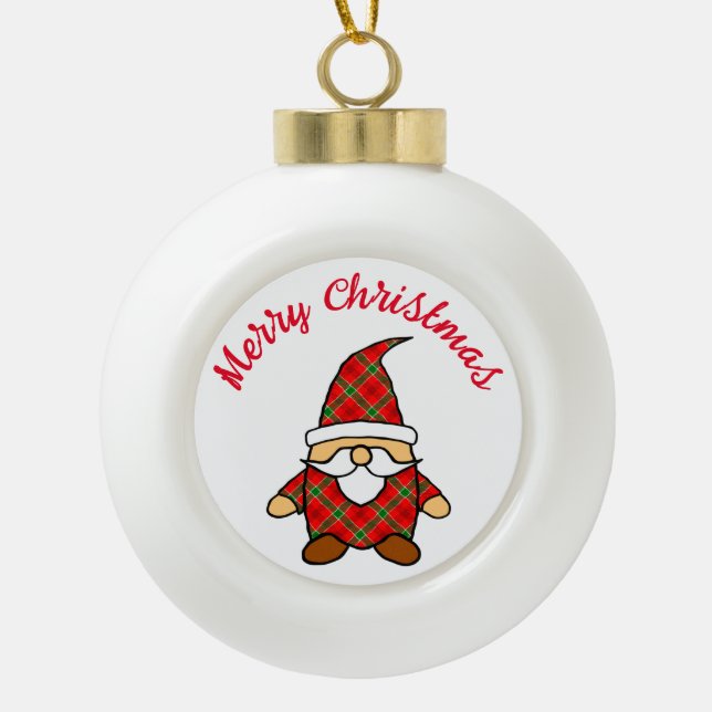 Cute Cartoon Gnome Drawing Ceramic Ball Christmas  Ceramic Ball Christmas Ornament (Front)
