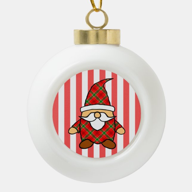 Cute Cartoon Gnome Drawing Ceramic Ball Christmas Ornament (Front)