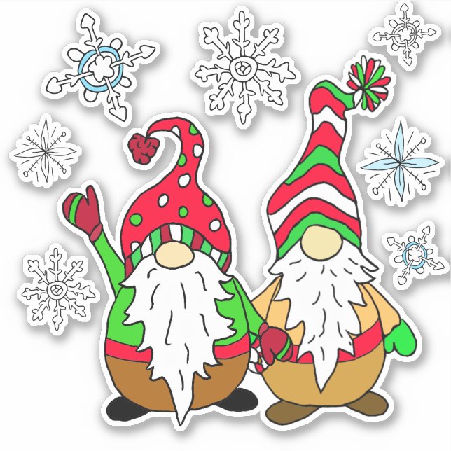Cute Cartoon Gnomes and Snowflakes Christmas (Front)