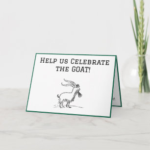 Cute Cartoon Goat, Black and White Farm Animal Invitation