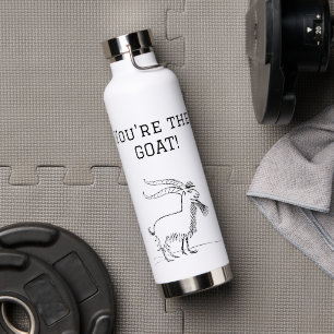 Cute Cartoon Goat, Black and White Farm Animal Water Bottle
