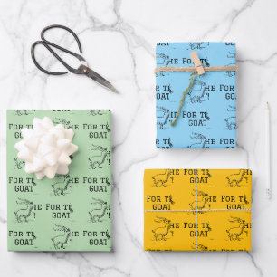 Cute Cartoon Goat, Black and White Farm Animal Wrapping Paper Sheet
