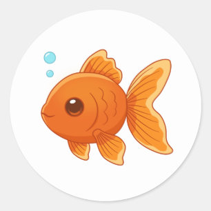 Cute Cartoon Goldfish on White Classic Round Sticker