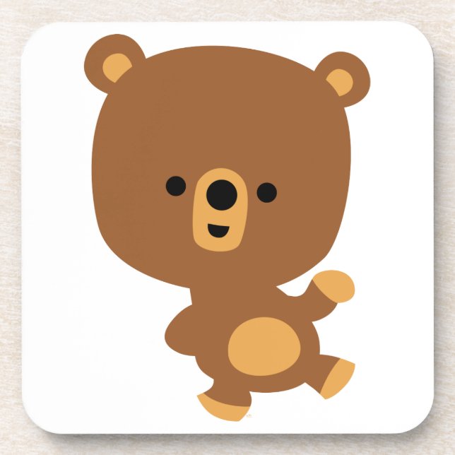 Cute Cartoon 'Good Vibe' Bear Coasters Set (Front)