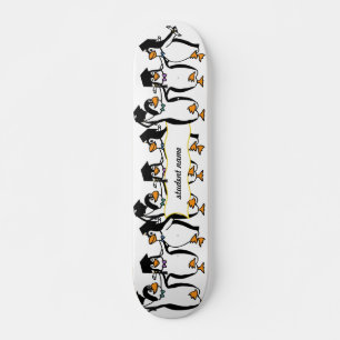 Cute Cartoon Graduating Penguins w/Banner Skateboard