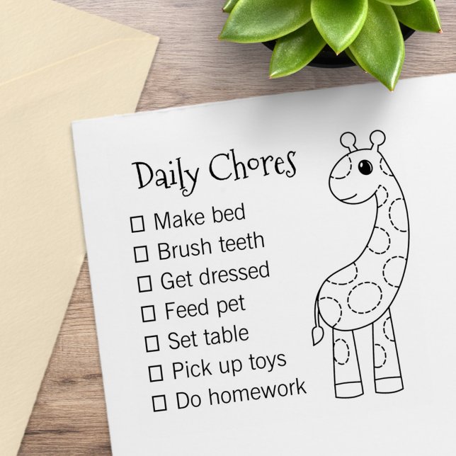 Cute Cartoon Guraffe Daily Chores List Rubber Stamp (Creator Uploaded)