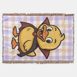 Cute cartoon Halloween duck vampire  Throw Blanket
