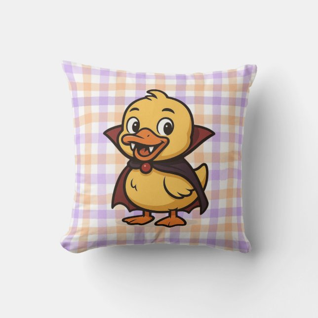 Cute cartoon Halloween duck vampire  Throw Pillow (Front)