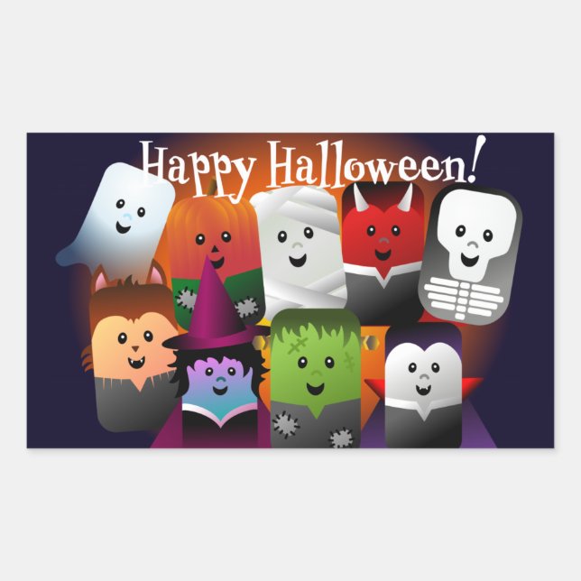Cute Cartoon Halloween Monster Creatures Sticker (Front)