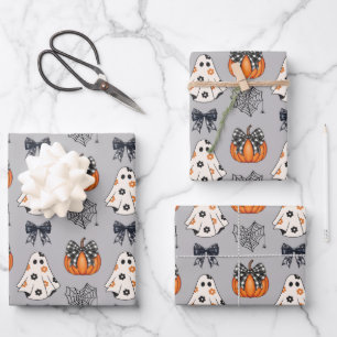 Cute Cartoon Halloween Pattern Wrapping Paper Sheet