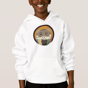 Cute cartoon hamster with a multicolored scarf