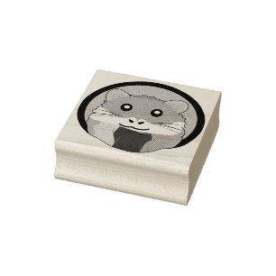 Cute cartoon hamster with a multicolored scarf rubber stamp