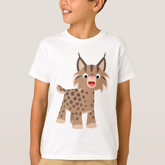 Cute Cartoon Happy Lynx Children T-Shirt (Front)