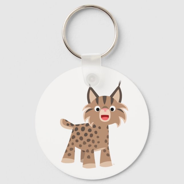 Cute Cartoon Happy Lynx Keychain (Front)