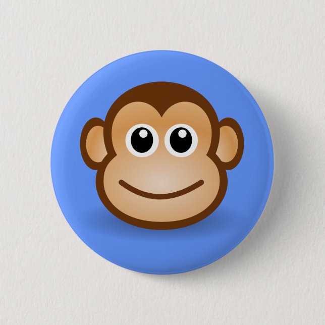 Cute Cartoon Happy Monkey Face 2 Inch Round Button (Front)
