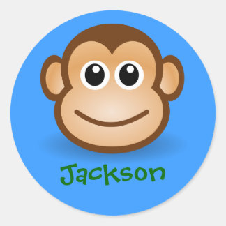 Cute Cartoon Happy Monkey Face Personalized Gift Classic Round Sticker