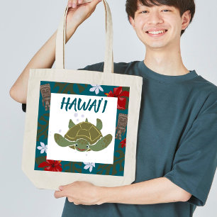 Cute Cartoon Hawaii Sea Turtle Tropical Tote Bag