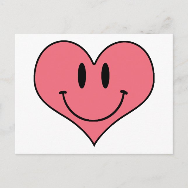 Cute Cartoon Heart Smilie Save the Date! Announcement Postcard (Front)