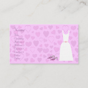 Cute Cartoon Hearts, Dress & Shoes Wedding Planner Business Card