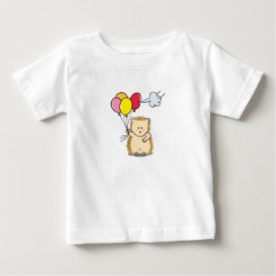 Cute Cartoon Hedgehog holding colourful balloons Baby T-Shirt