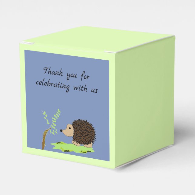 Cute Cartoon Hedgehog Thank You Favor Box (Front Side)