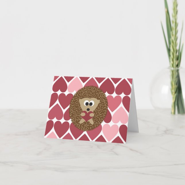 Cute Cartoon HedgehogHedgehugs and Kisses Birthday Card (Front)