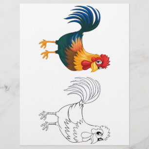 Cute Cartoon hen colouring page