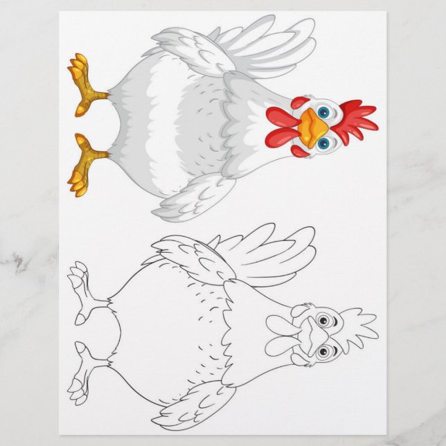 Cute cartoon hen colouring page (Front)