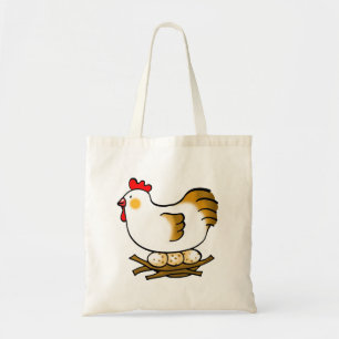 Cute Cartoon Hen on Nest with Farm Eggs Tote Bag