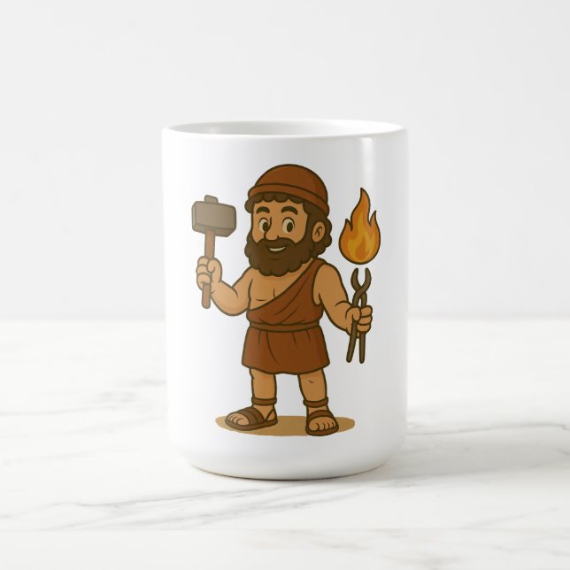 Cute Cartoon Hermes Greek Mythology Coffee Mug (Center)